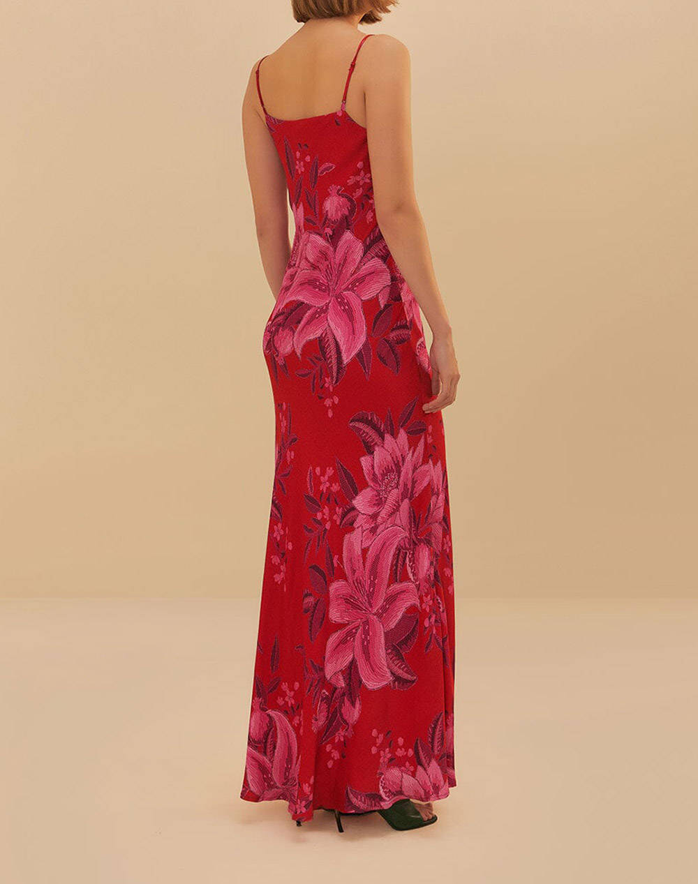 FARM RIO SUMMER FRUIT RED MAXI SLIP DRESS