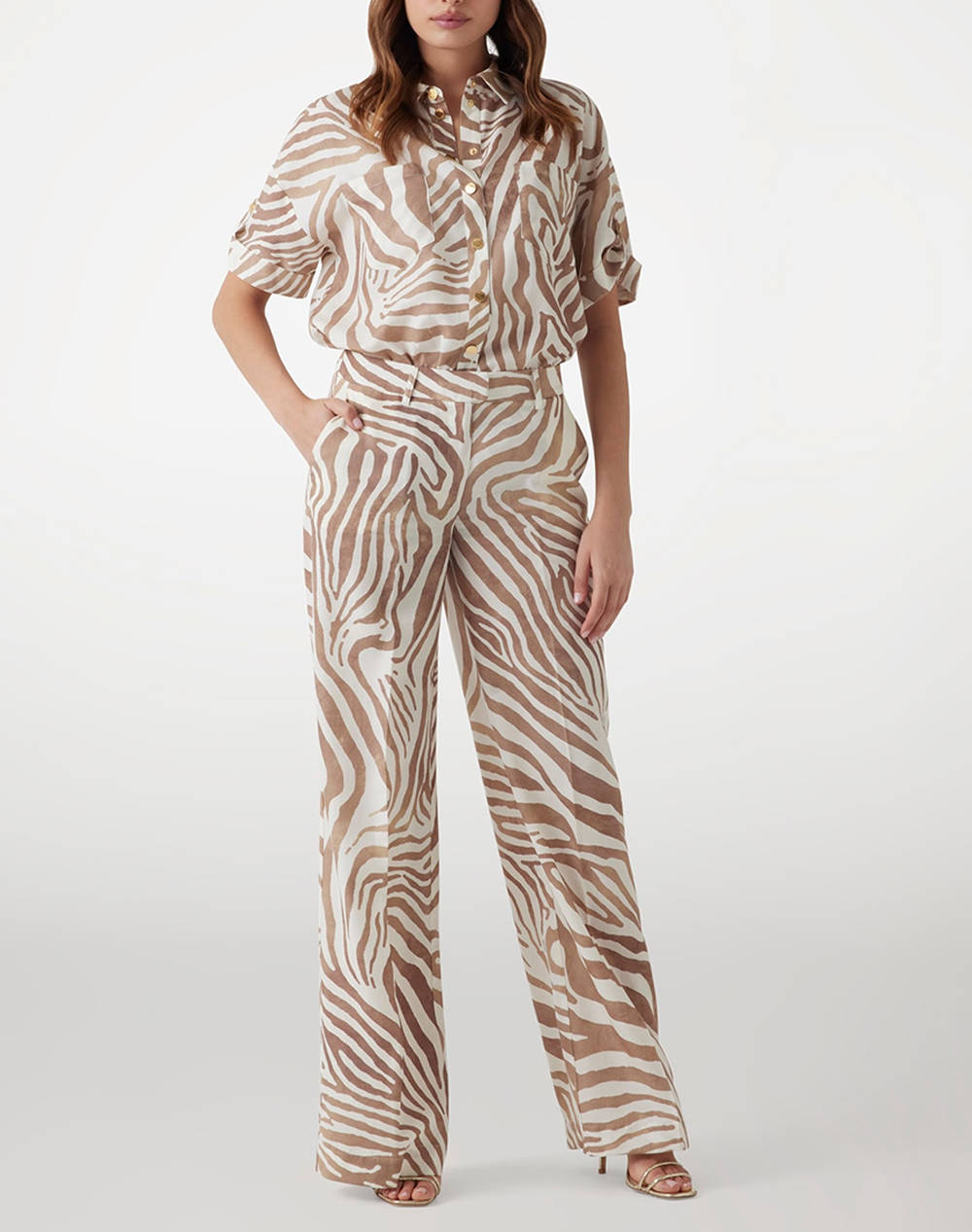GUESS MARCIANO GISELLE STRAIGHT PAN - ECO TENCEL LINEN PRINTED ДАМСКИ ПАНТАЛОНИ