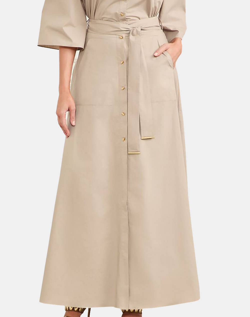 GUESS MARCIANO PAT LONG SKIRT - LIGHT STR COTTON POPELIN 110 ДАМСКА ПОЛА