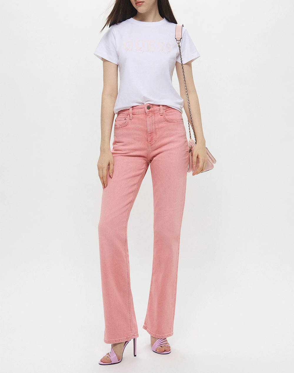 GUESS KAMELIE CN T-SHIRT - MID ORGANIC STRETCH JERSEY 180 ТЕНИСКА W