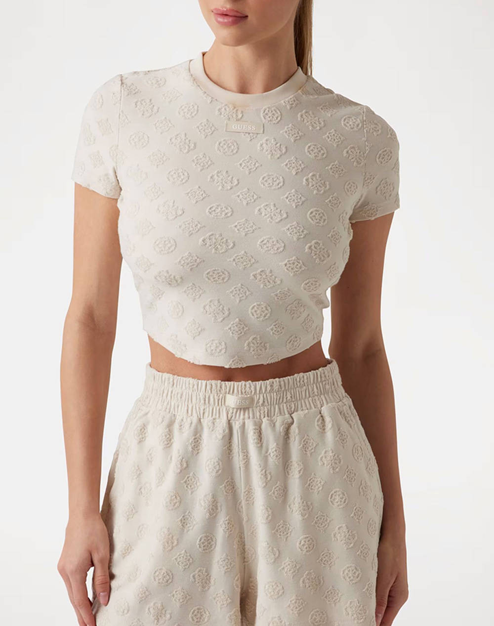 GUESS PEONY JACQUARD KNIT - RECY POLY-COTTON JACQ SPONGE ДАМСКА ТЕНИСКА