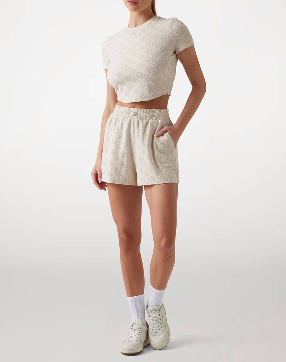 GUESS PEONY JACQUARD KNIT - RECY POLY-COTTON JACQ SPONGE ДАМСКА ТЕНИСКА