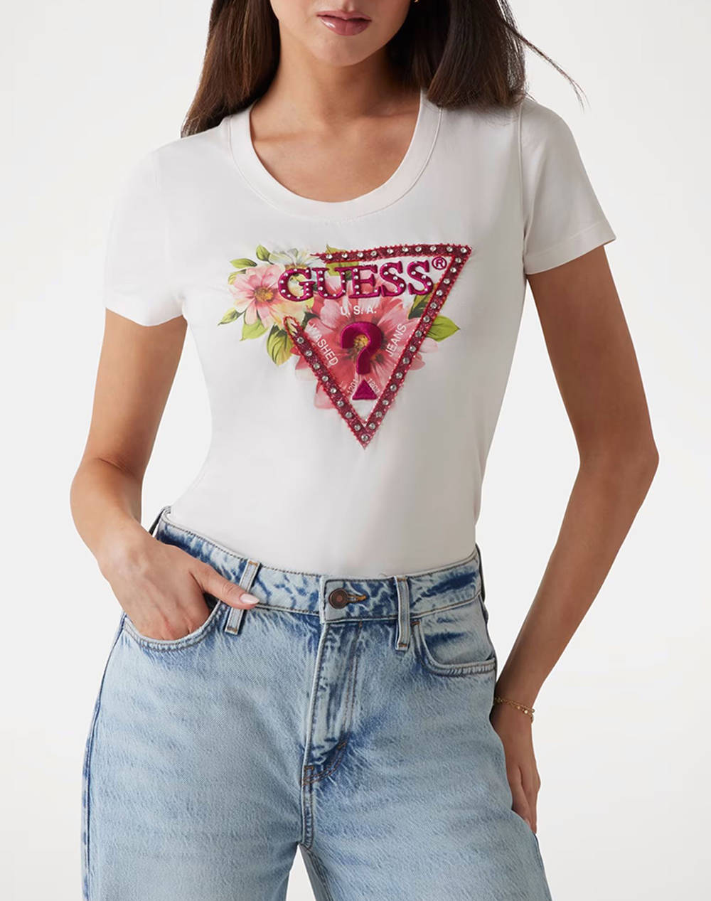 GUESS SS CN TRIANGLE BEADS TEE ДАМСКА ТЕНИСКА