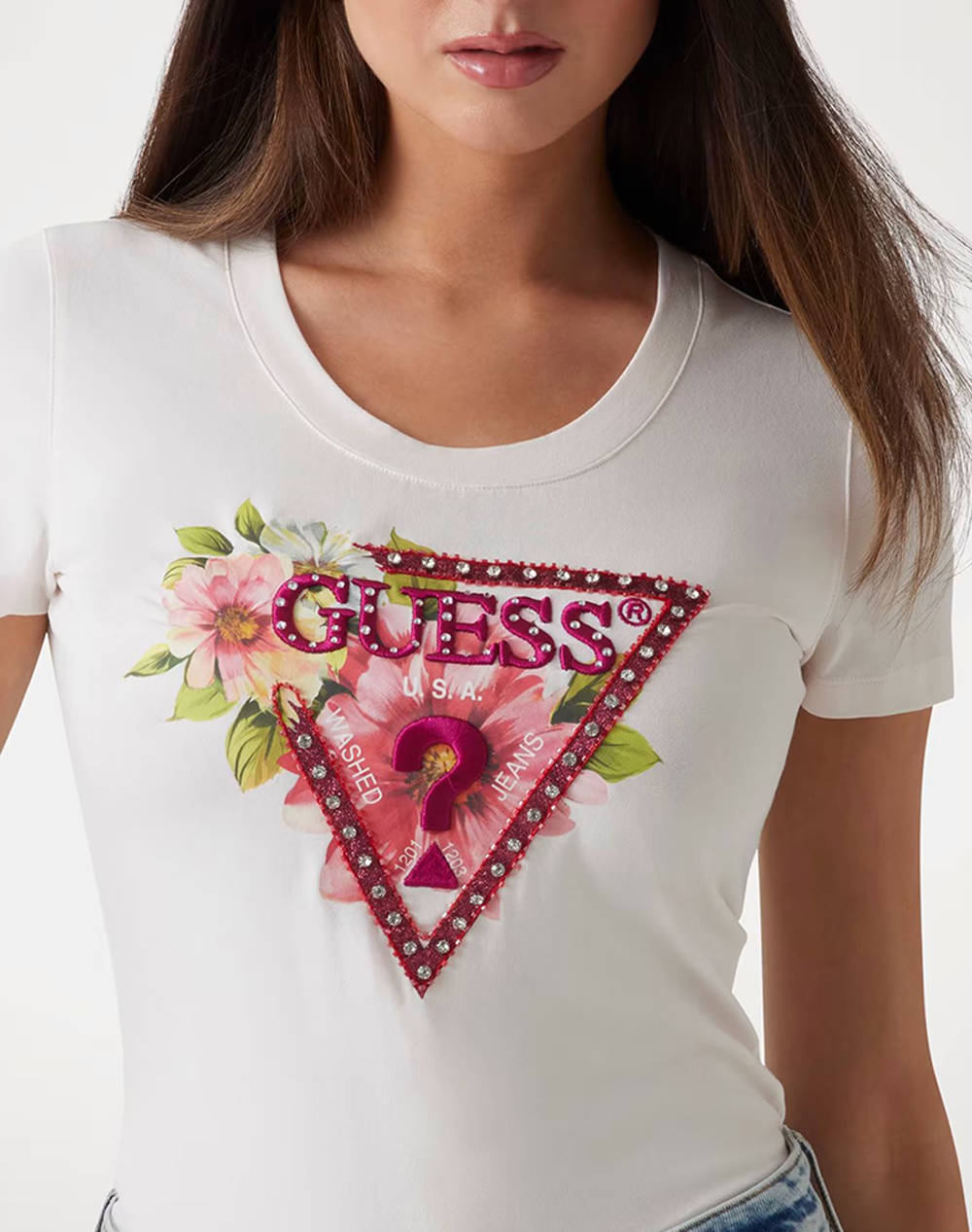 GUESS SS CN TRIANGLE BEADS TEE ДАМСКА ТЕНИСКА