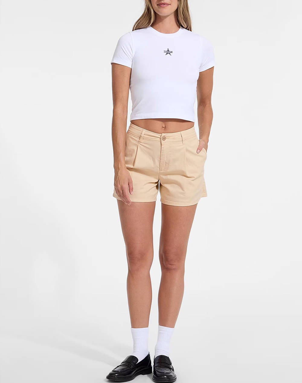 GUESS JEANS GJ CLASSIC SHORT - ECO ORG CO ESSENTIAL STR TWILL ДАМСКИ КЪСИ ПАНТАЛОНИ