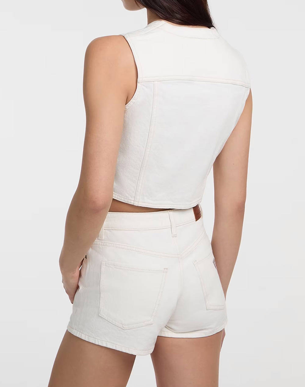 GUESS JEANS GJ DENIM VEST - ECO REGEN CO AGATE STR WHITE ДАМСКИ ЕЛЕК