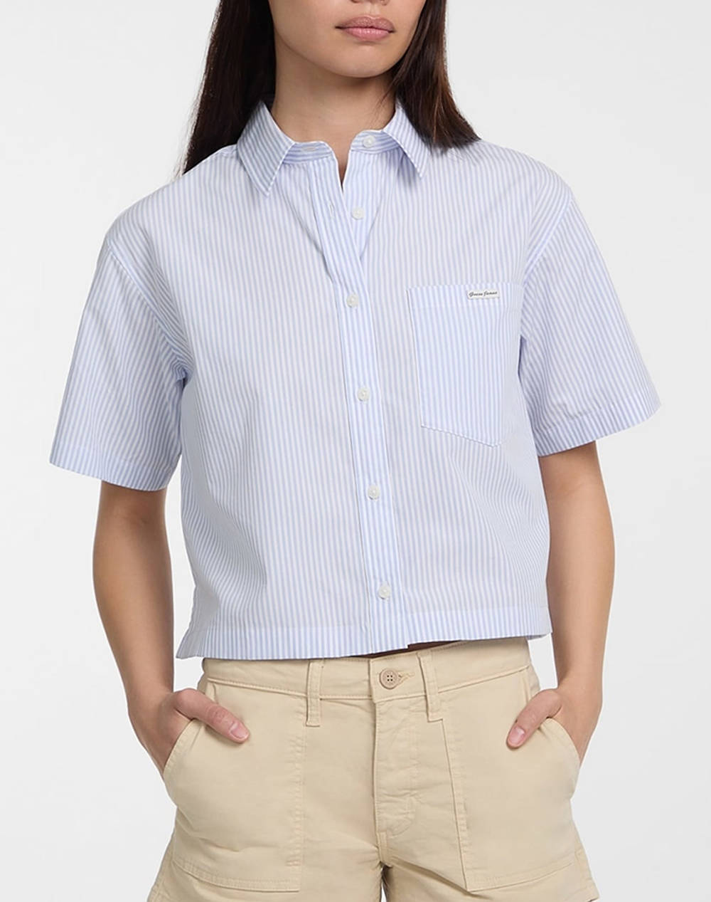 GUESS JEANS GJ SS CAMP COLLAR BO - ORGANIC YD LIGHT COTTON POPLIN ДАМСКА РИЗА