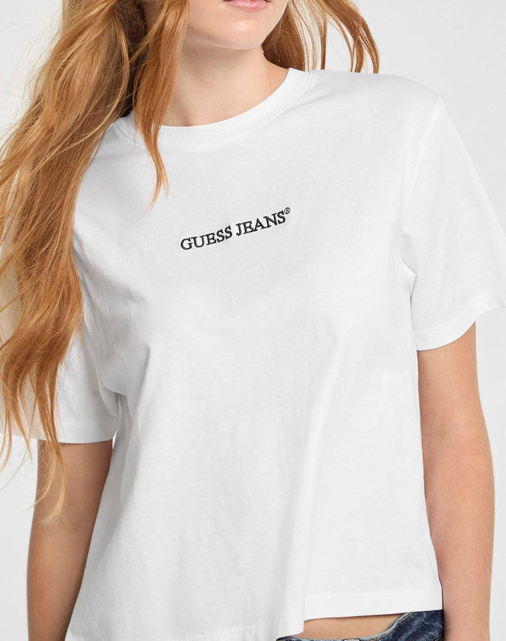 GUESS JEANS GJ SS CN BOXY EMBRO LOGO TEE ДАМСКА ТЕНИСКА