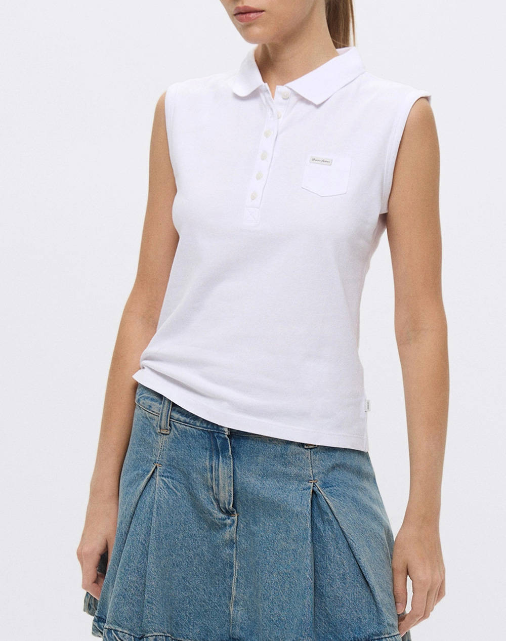 GUESS JEANS GJ SLEEVELESS COLLAR SLIM PKT ДАМСКА ТЕНИСКА