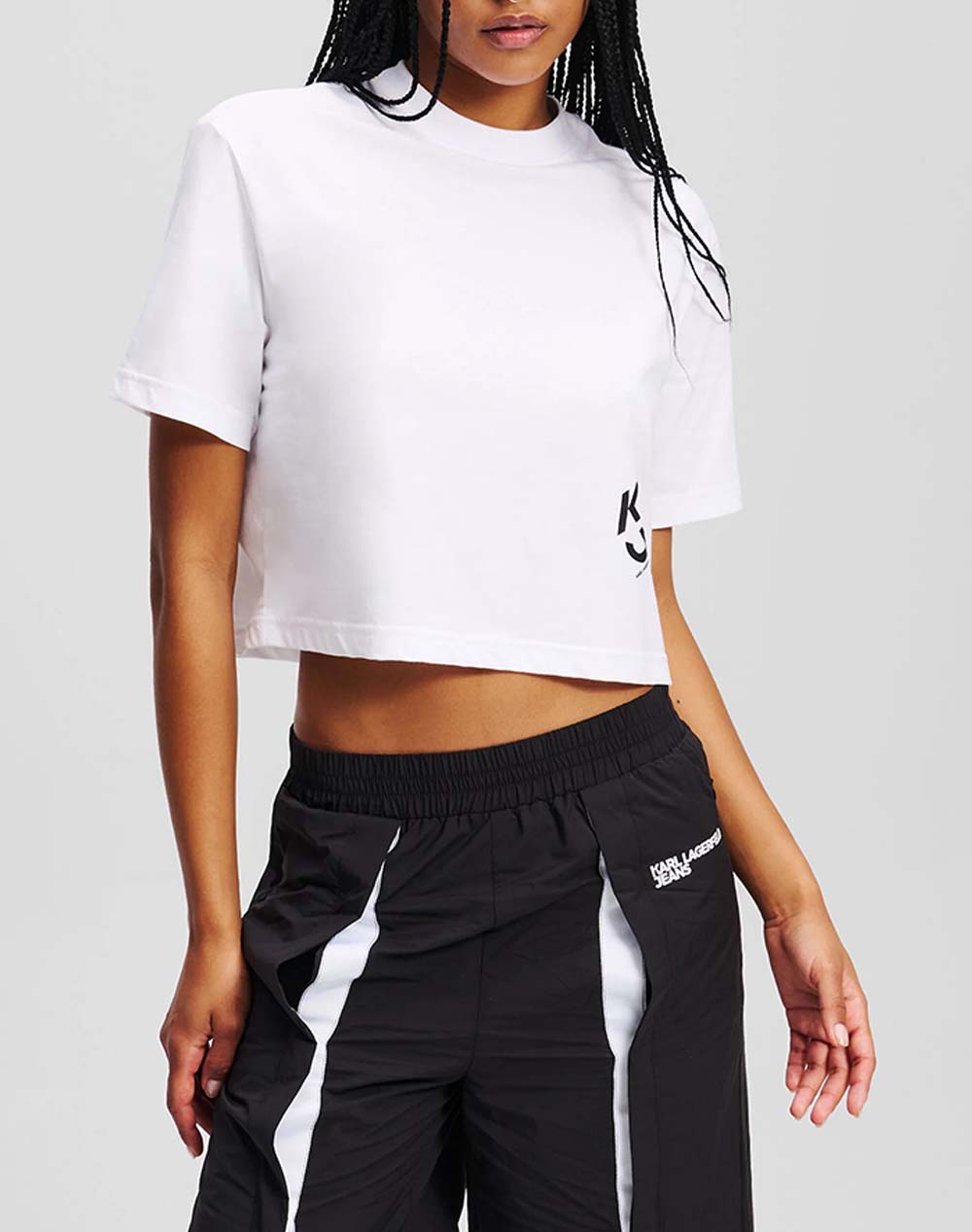 KARL LAGERFELD KLJ REG CROPPED MONOGRAM TEE