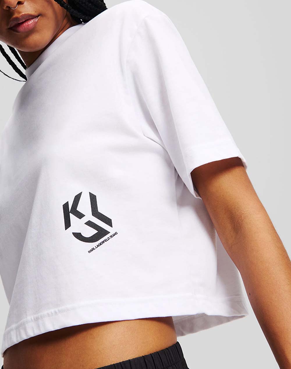 KARL LAGERFELD KLJ REG CROPPED MONOGRAM TEE