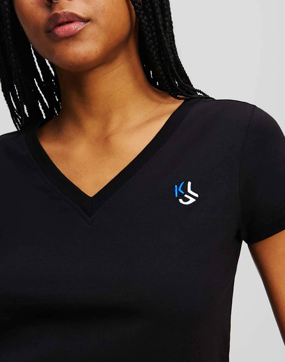 KARL LAGERFELD KLJ SLIM V-NECK TEE