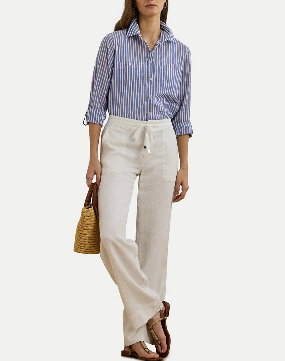 LAUREN RALPH LAUREN RIMNAN-LONG SLEEVE-BUTTON FRONT SHIRT