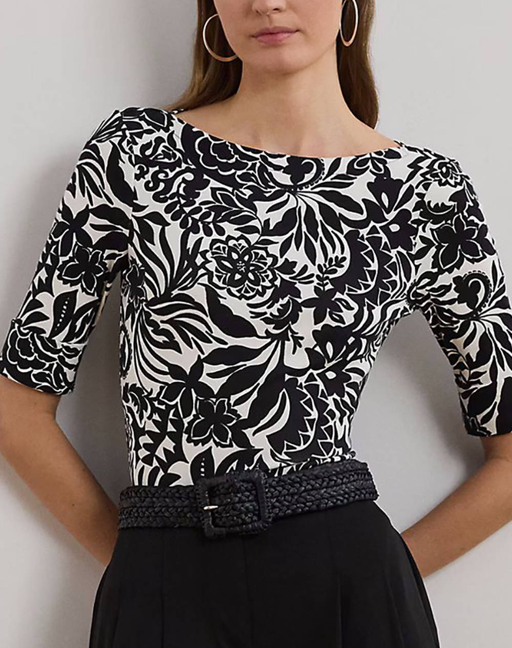 LAUREN RALPH LAUREN JUDY-MID SLEEVE-T-SHIRT