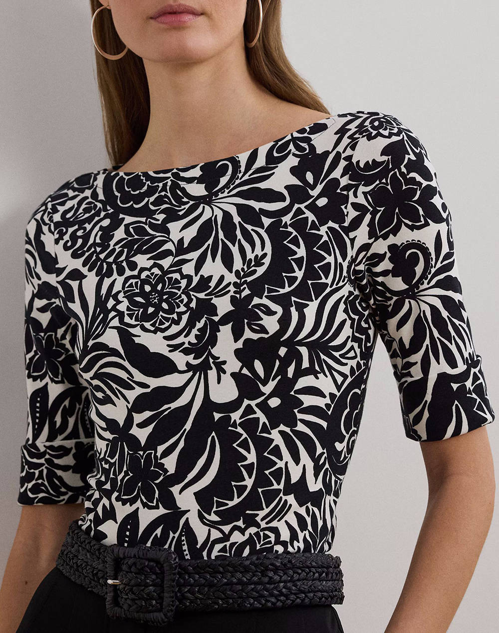 LAUREN RALPH LAUREN JUDY-MID SLEEVE-T-SHIRT