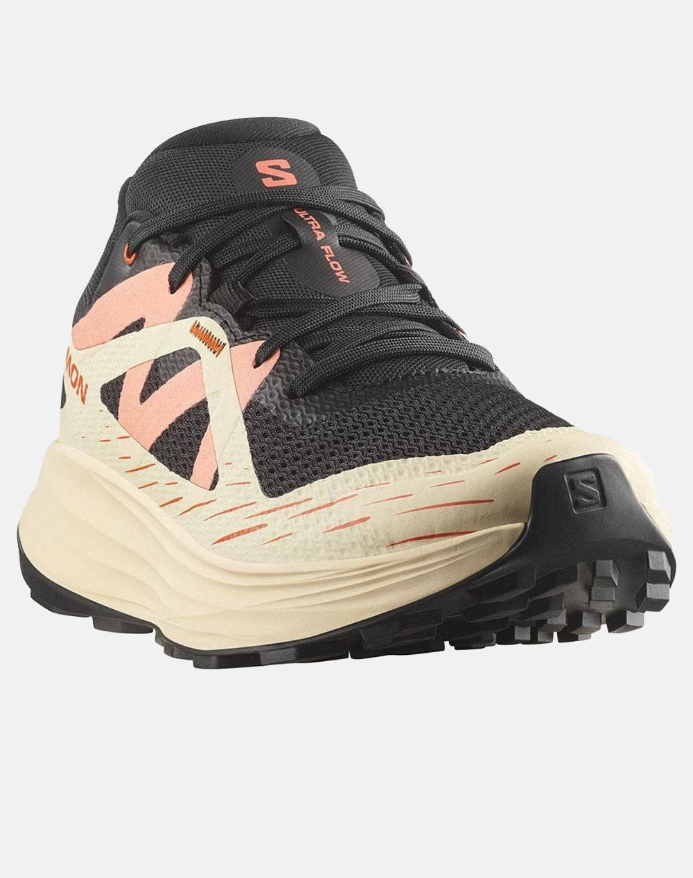 SALOMON TRAIL RUNNING - ULTRA ULTRA FLOW W BLACK / TENDER PEACH / FUSION CORAL WOMENS SHOE