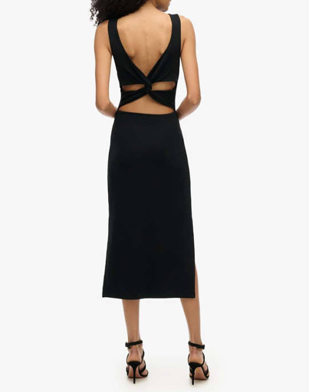 SUPERDRY D1 STUD JERSEY TWIST BACK MIDI DRESS WOMENS DRESS