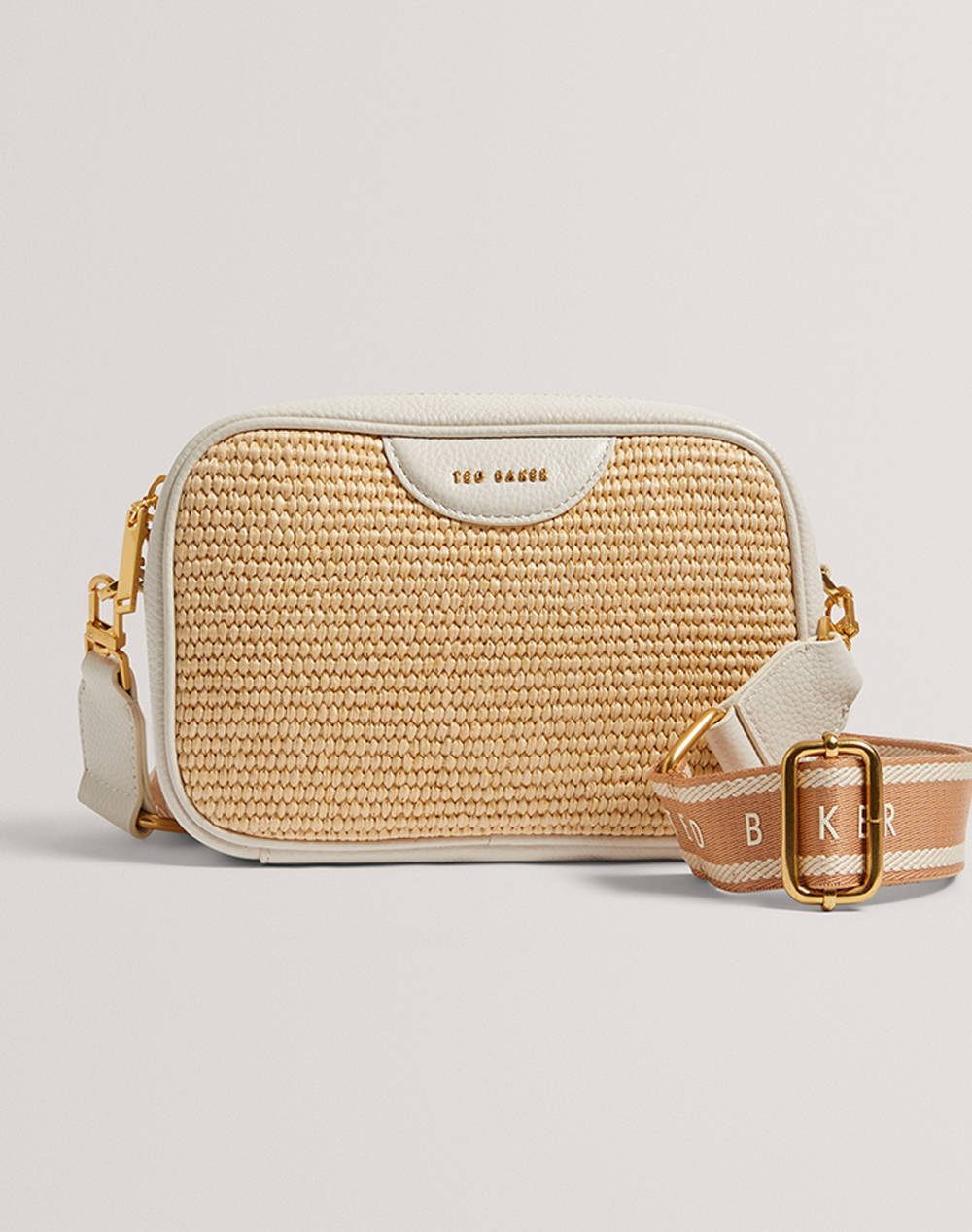 TED BAKER BARDAS Webbing Faux Raffia Camera Crossbody Bag (Размери: 21 x 15 x 6см.)