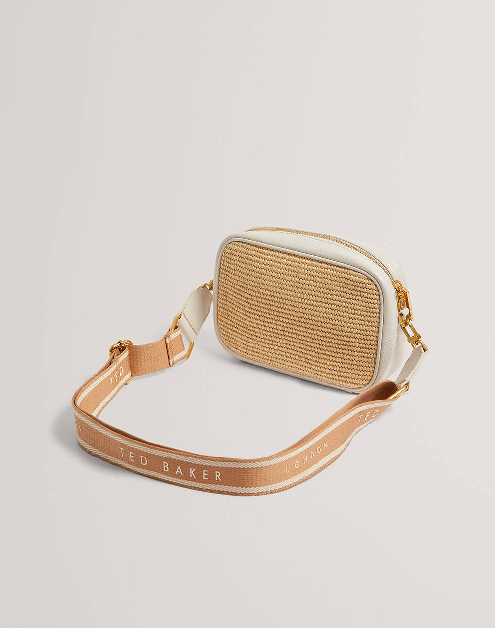 TED BAKER BARDAS Webbing Faux Raffia Camera Crossbody Bag (Размери: 21 x 15 x 6см.)
