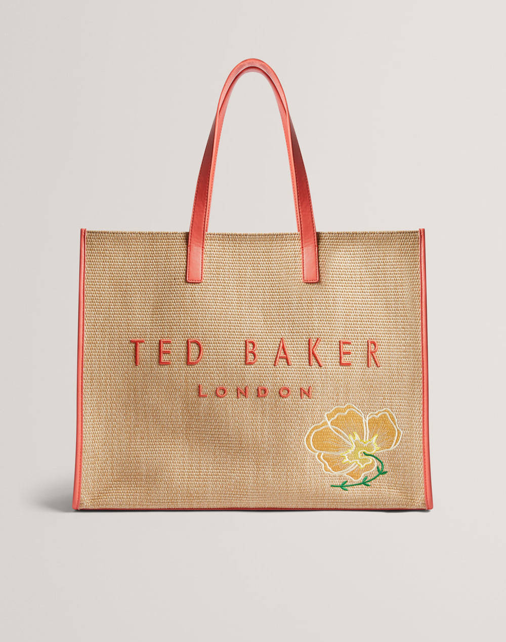 TED BAKER FLORAFF Floral Applique Extra Large Raffia Icon Bag (Размери: 36 x 45 x 14см.)