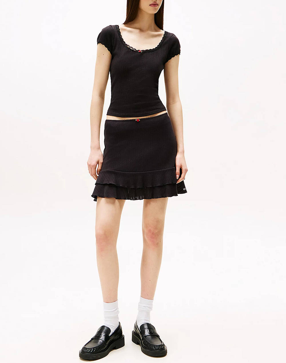 TOMMY JEANS TJW SLIM SH POINTELLE SS TEE EXT