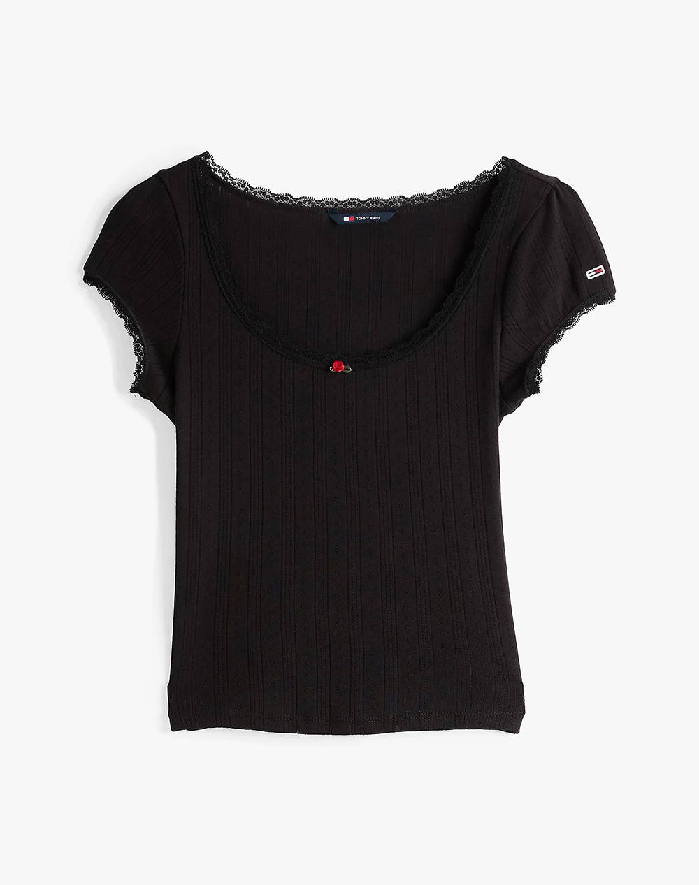 TOMMY JEANS TJW SLIM SH POINTELLE SS TEE EXT