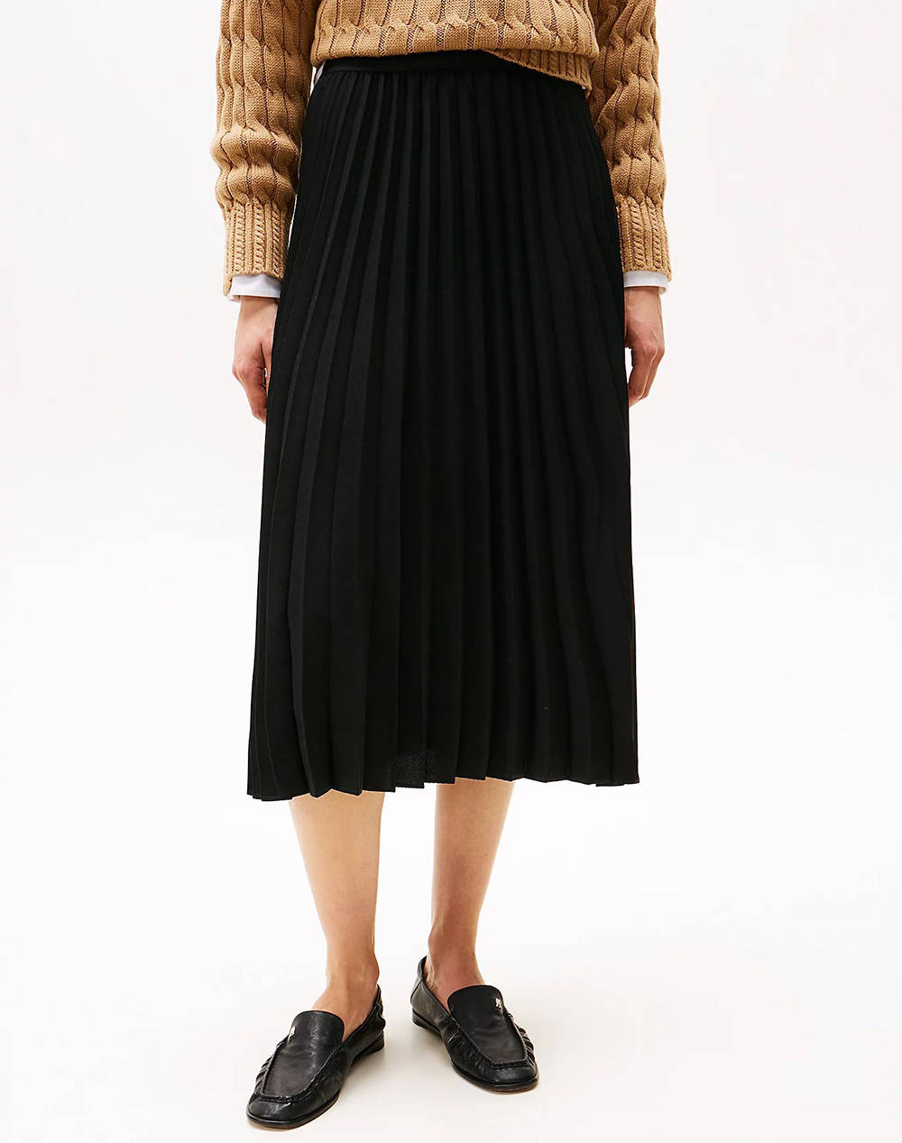 TOMMY HILFIGER FLUID PLEATED PULL ON MIDI SKIRT