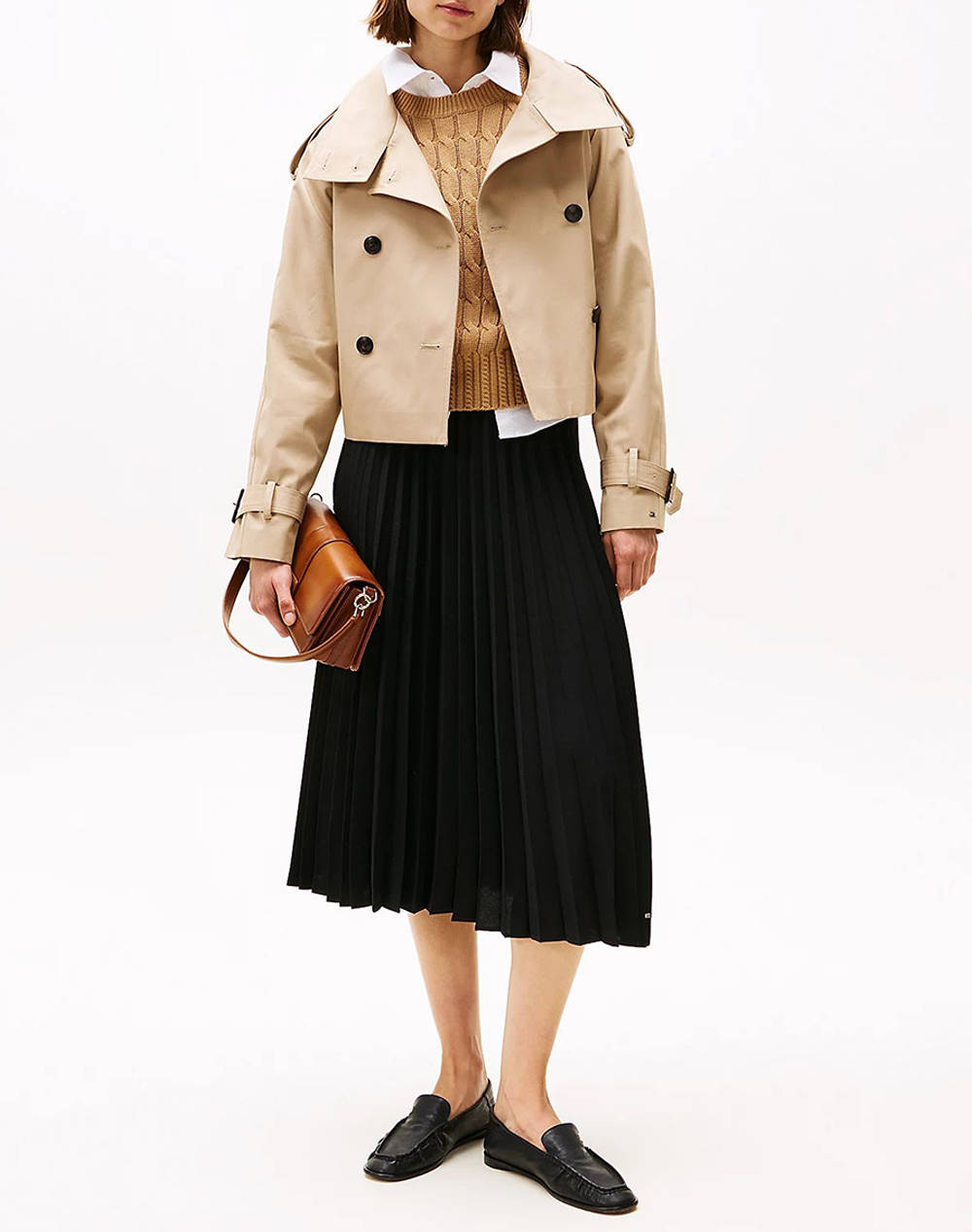 TOMMY HILFIGER FLUID PLEATED PULL ON MIDI SKIRT