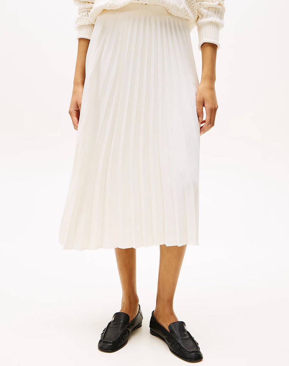 TOMMY HILFIGER FLUID PLEATED PULL ON MIDI SKIRT