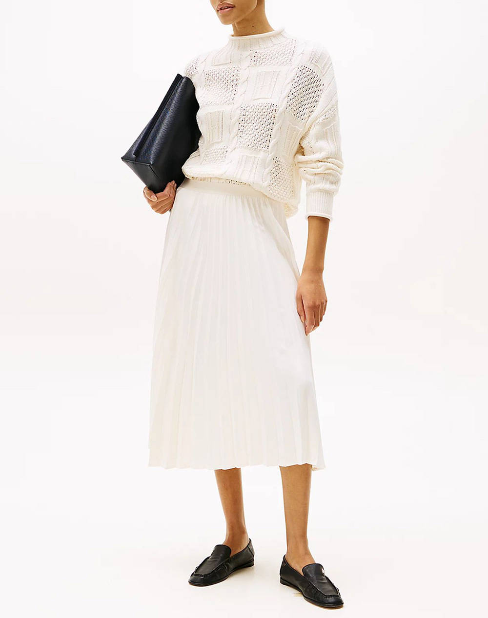 TOMMY HILFIGER FLUID PLEATED PULL ON MIDI SKIRT