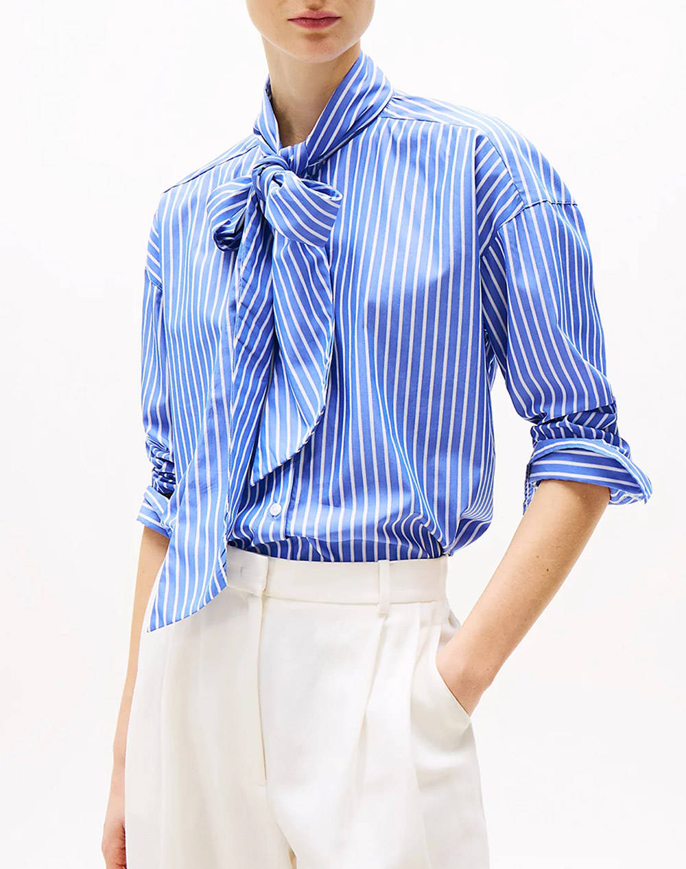 TOMMY HILFIGER SOFT CO BOW COLLAR LS SHIRT