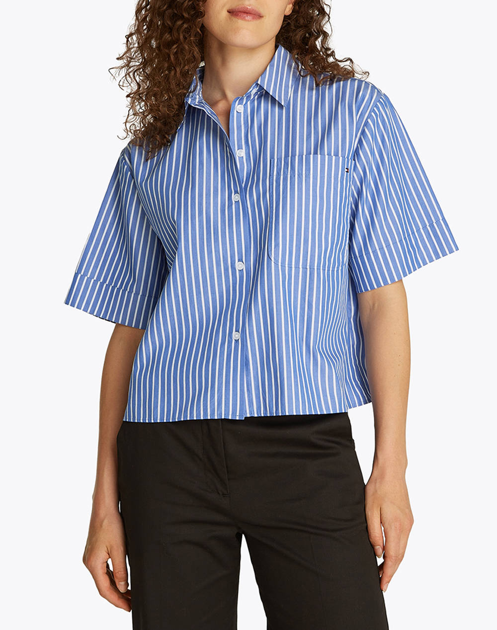 TOMMY HILFIGER POPLIN BOXY SHORT S/S SHIRT