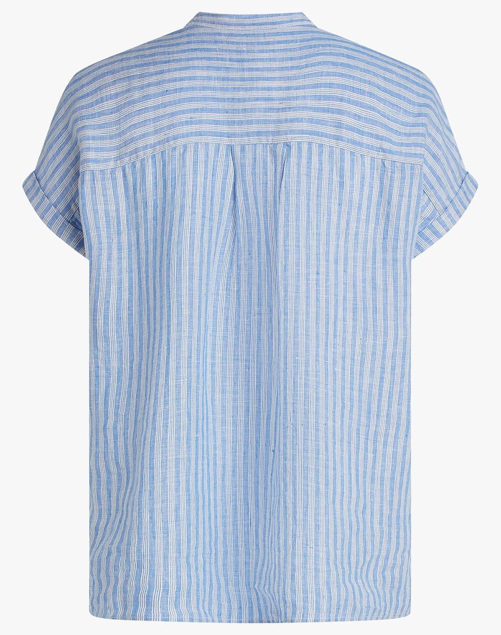 TOMMY HILFIGER ESS LINEN COLLARLESS S/S BLOUSE