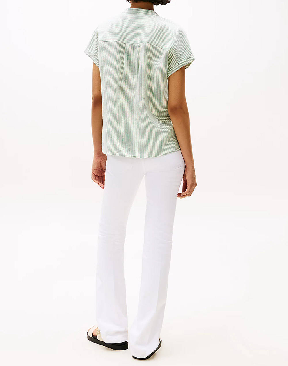 TOMMY HILFIGER ESS LINEN COLLARLESS S/S BLOUSE