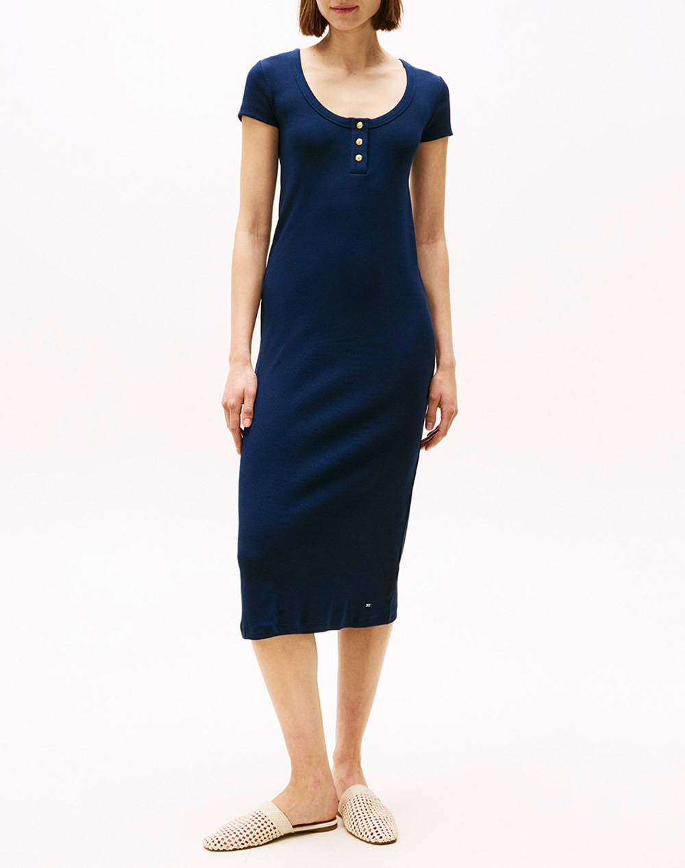 TOMMY HILFIGER SLIM HENLEY GOLD BTN DRESS