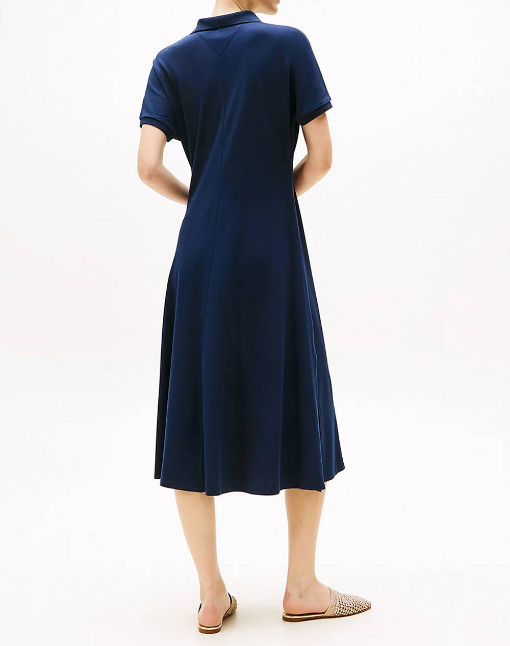 TOMMY HILFIGER LYOCELL OPEN-NK MIDI DRESS