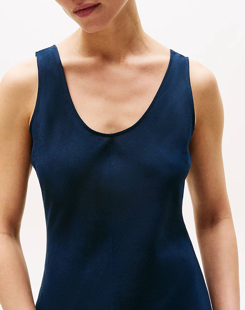 TOMMY HILFIGER TEXTURED LINEN TANK MAXI DRESS