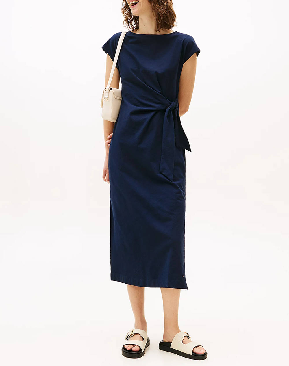 TOMMY HILFIGER KNOT BOAT-NK MIDI DRESS SS