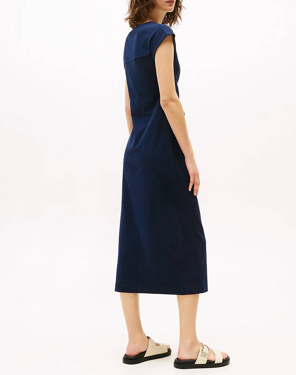 TOMMY HILFIGER KNOT BOAT-NK MIDI DRESS SS