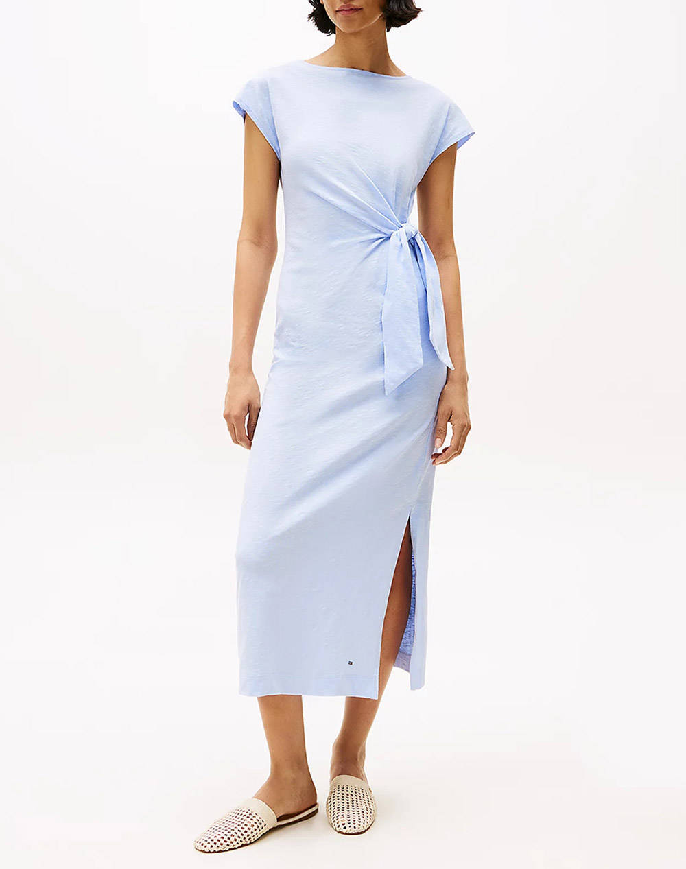 TOMMY HILFIGER KNOT BOAT-NK MIDI DRESS SS
