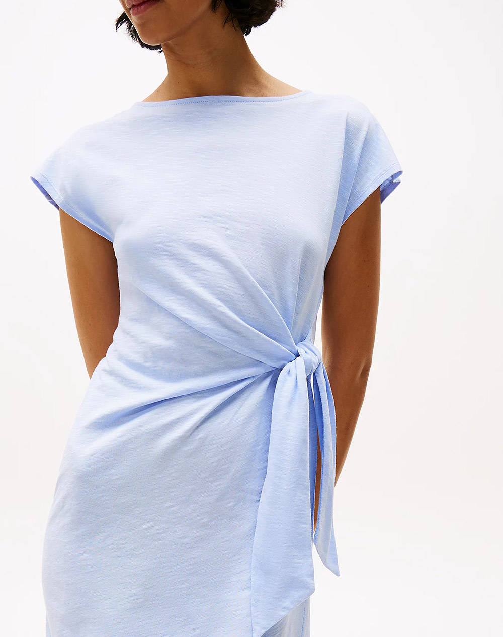 TOMMY HILFIGER KNOT BOAT-NK MIDI DRESS SS