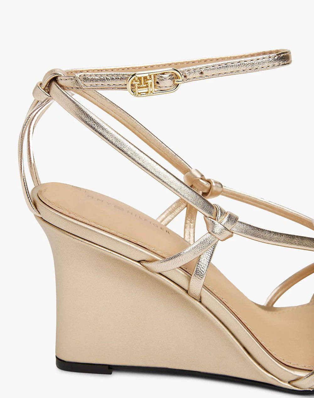 TOMMY HILFIGER METAL LEATHER KNOTS WEDGE SANDAL