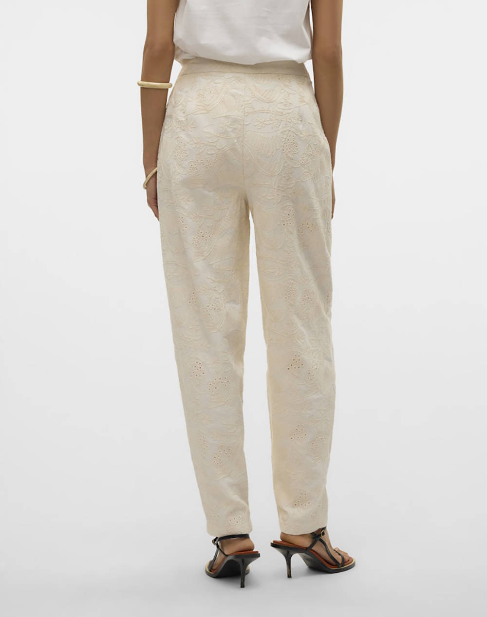 VERO MODA VMELINE HW TAPERED EMBR ANKLE PANTS