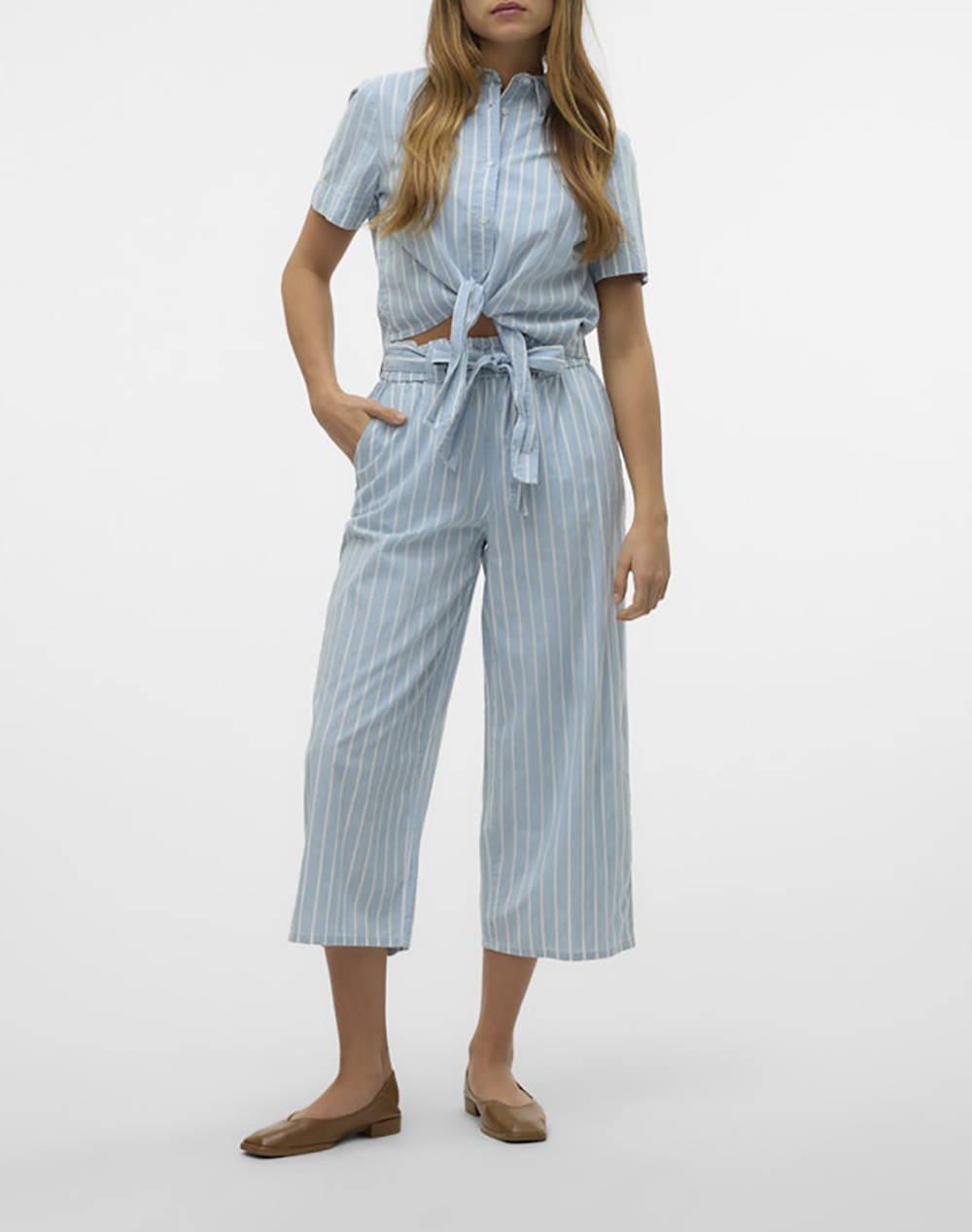VERO MODA VMLEONIES 3/4 CHAMBRAY SHIRT