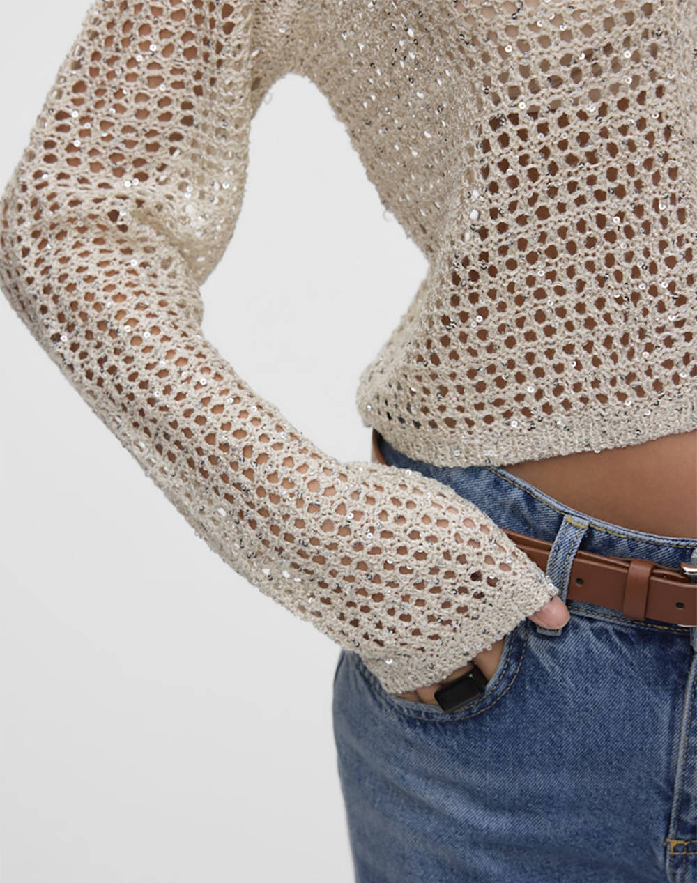 VERO MODA VMLEILANI GLITTER LS V-NECK SHORT CARDI