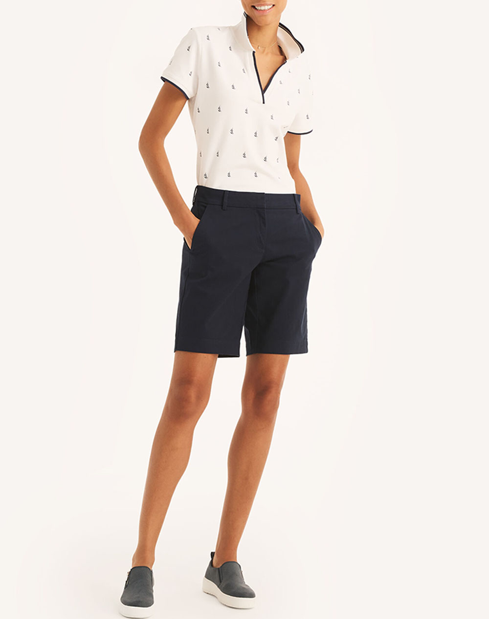 NAUTICA КЪСИ ПАНТАЛОНИ/ 10 ANCHOR STRETCH TWILL SOLID SHORT