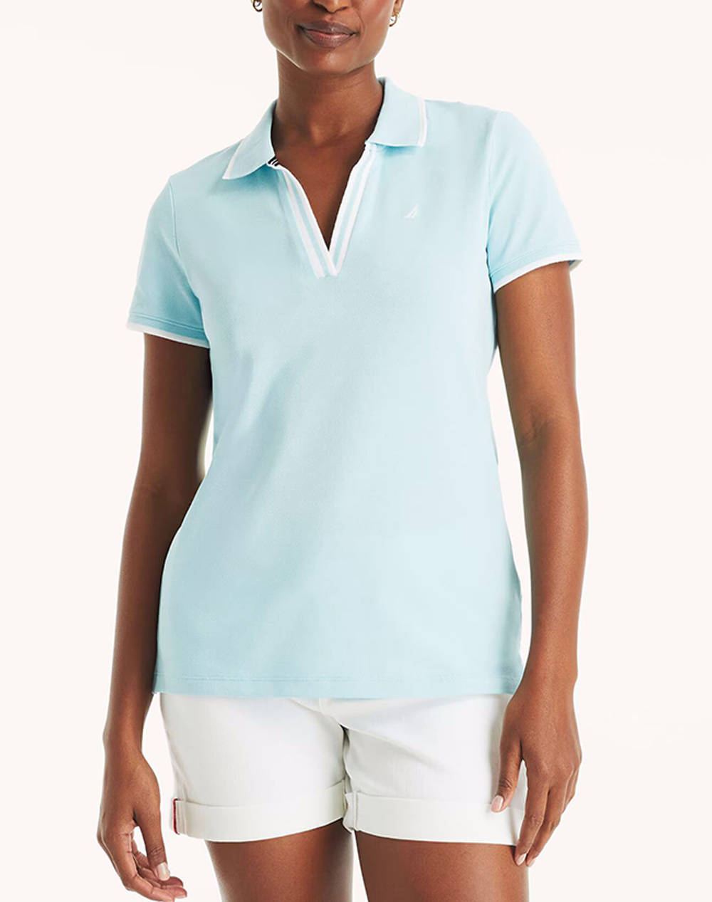 NAUTICA BLOUSE POLO ΚΜ S/S TIPPED SPLIT NECK OCEAN POLO