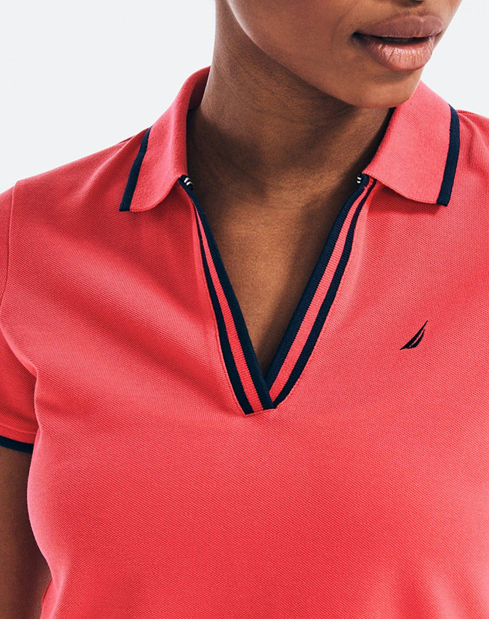 NAUTICA BLOUSE POLO ΚΜ S/S TIPPED SPLIT NECK OCEAN POLO