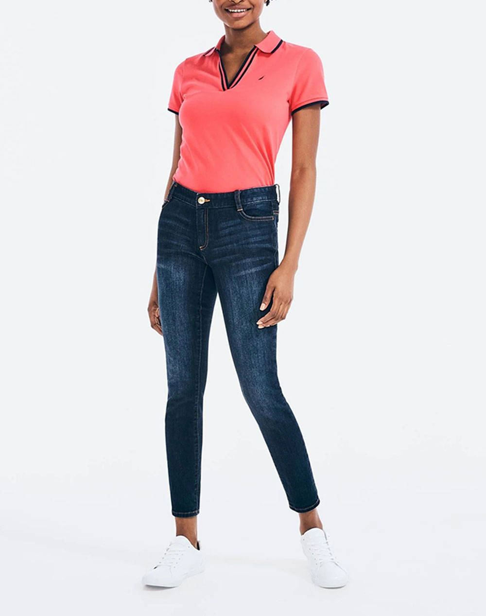NAUTICA BLOUSE POLO ΚΜ S/S TIPPED SPLIT NECK OCEAN POLO