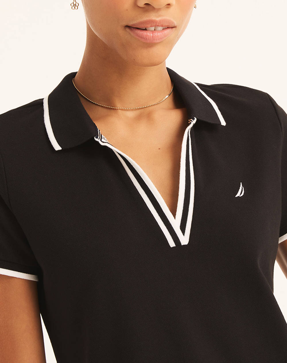 NAUTICA DRESS S/S TIPPED KNIT OCEAN POLO DRESS